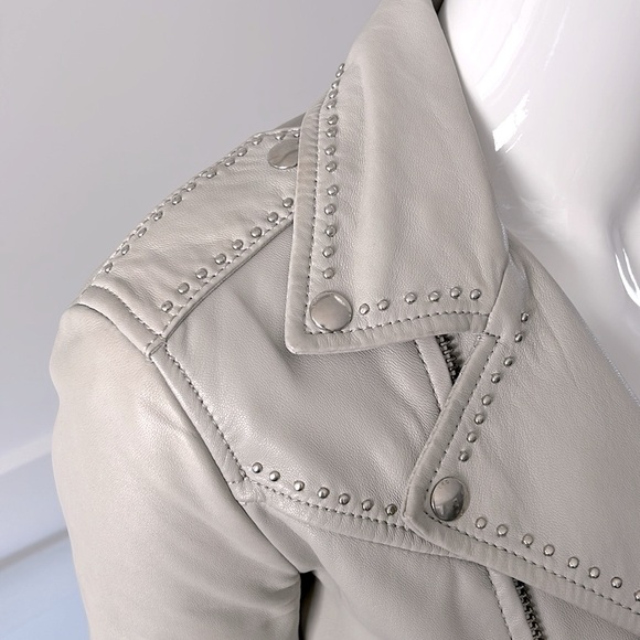 IRO Blondie Studded Leather Jacket Grey - Picture 14 of 16